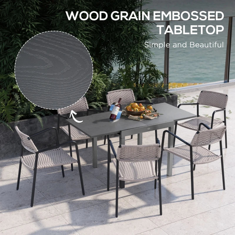 Grey Expandable 6-Seater Garden Table - Aluminium and Steel