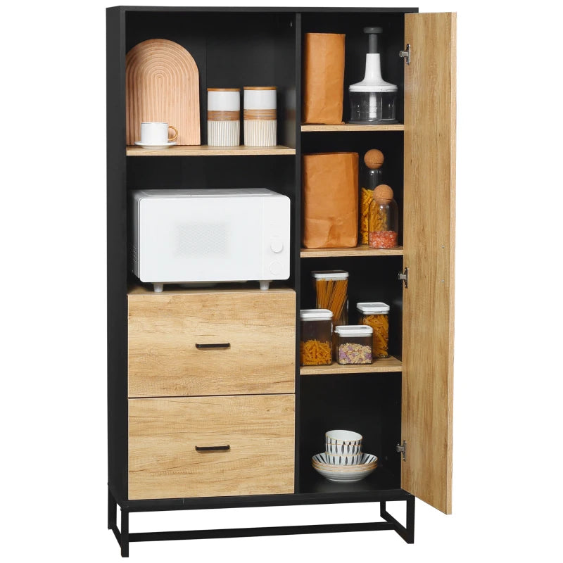 Tall Kitchen Cupboard - Freestanding Pantry Cabinet with Adjustable Shelves, Drawers & Soft Close Door - 160cm Storage Solution