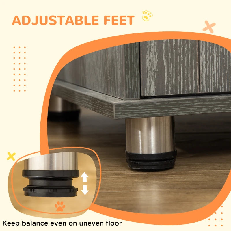 Dog Crate Table for Medium & Large Dogs - Indoor Use, Magnetic Door, 85x55x75 cm, Stylish Grey Design
