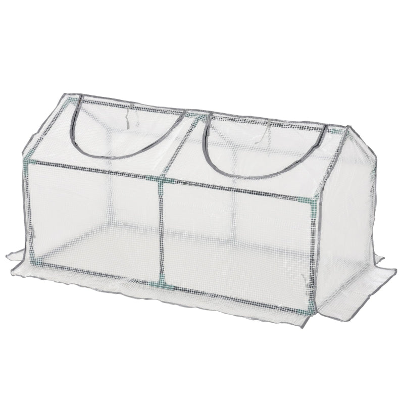 Portable White Mini Greenhouse for Garden with Zipper 120 x 60 x 60 cm