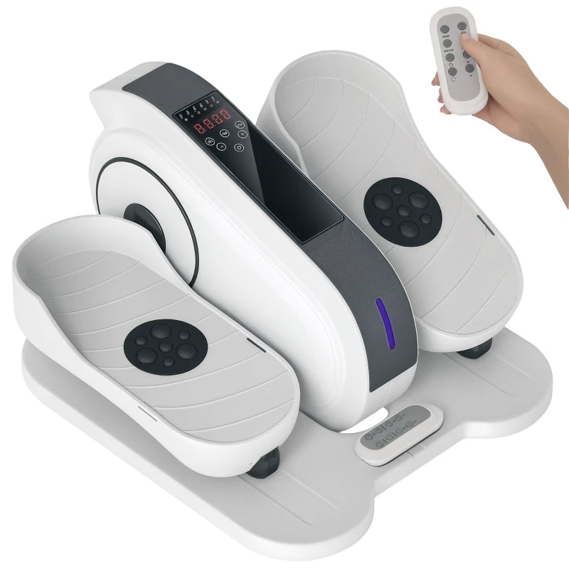 Under Desk Elliptical Machine Mini Electric Pedal Exerciser for Seniors with LCD Monitor Remote Control 10 Speed Settings Quiet Portable White