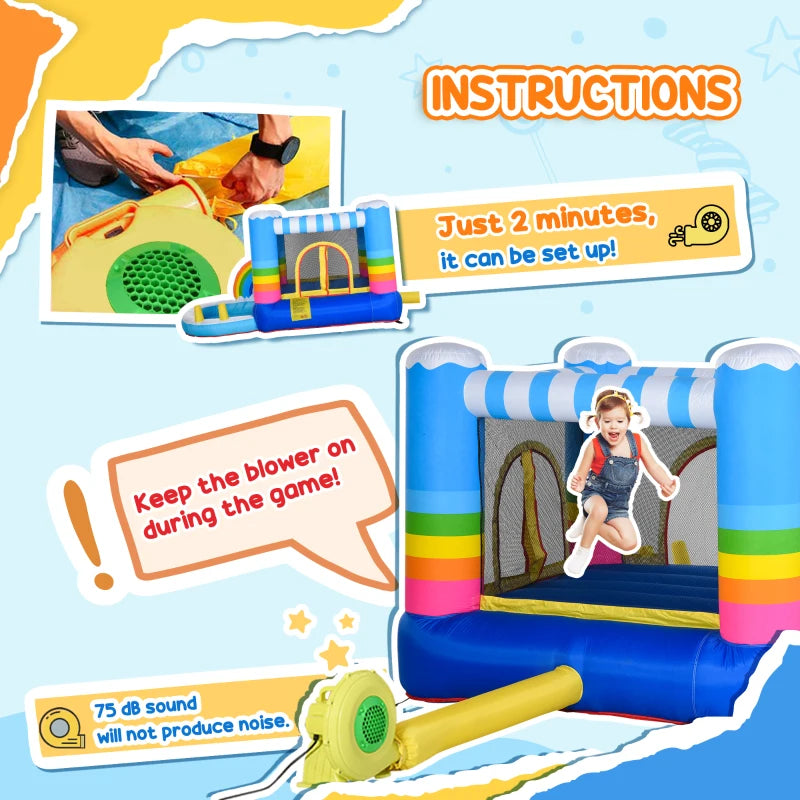 Kids Inflatable Bounce Castle with Trampoline Pool and Climbing Wall 28m x 17m x 155m with Inflator and Carry Bag