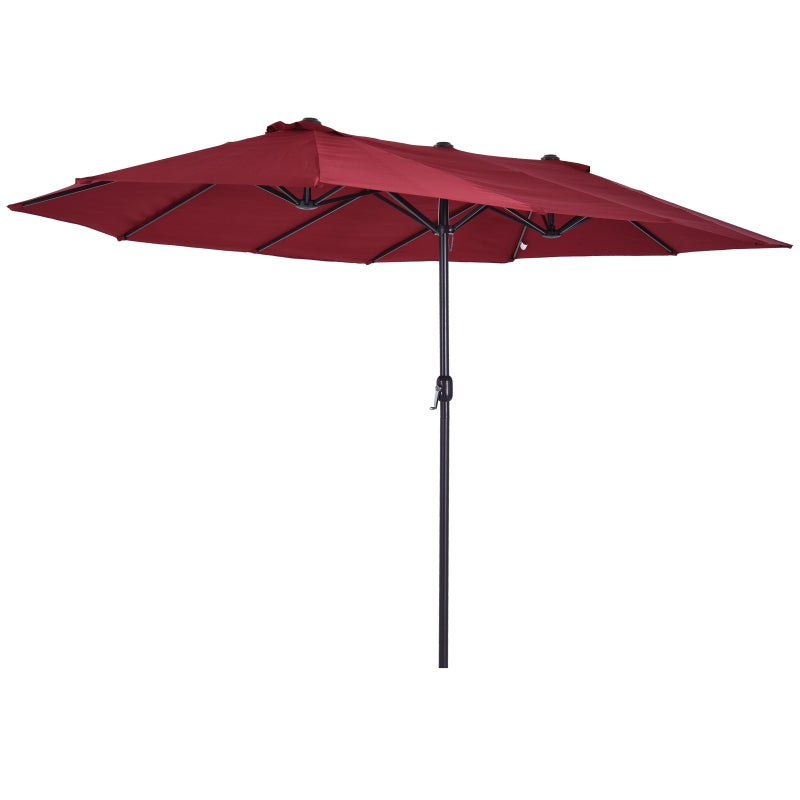 Double-Sided Wine Red Patio Parasol - 4.6m Sun Umbrella