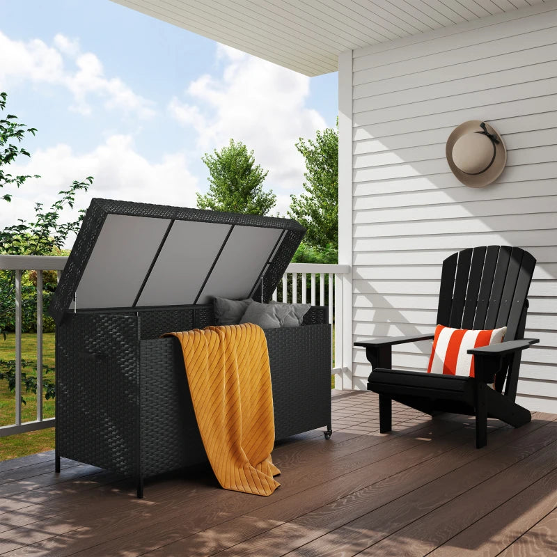Black 627L Rattan Storage Box - Stylish Outdoor & Indoor Organizer for Home