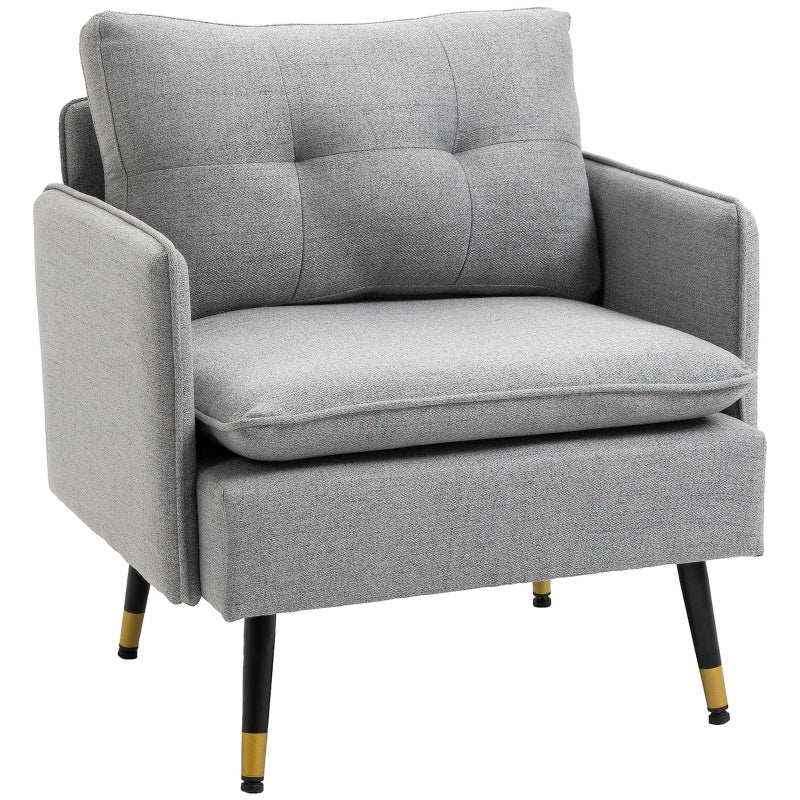 Stylish Grey Upholstered Accent Chair with Button Tufting for Living Room and Bedroom