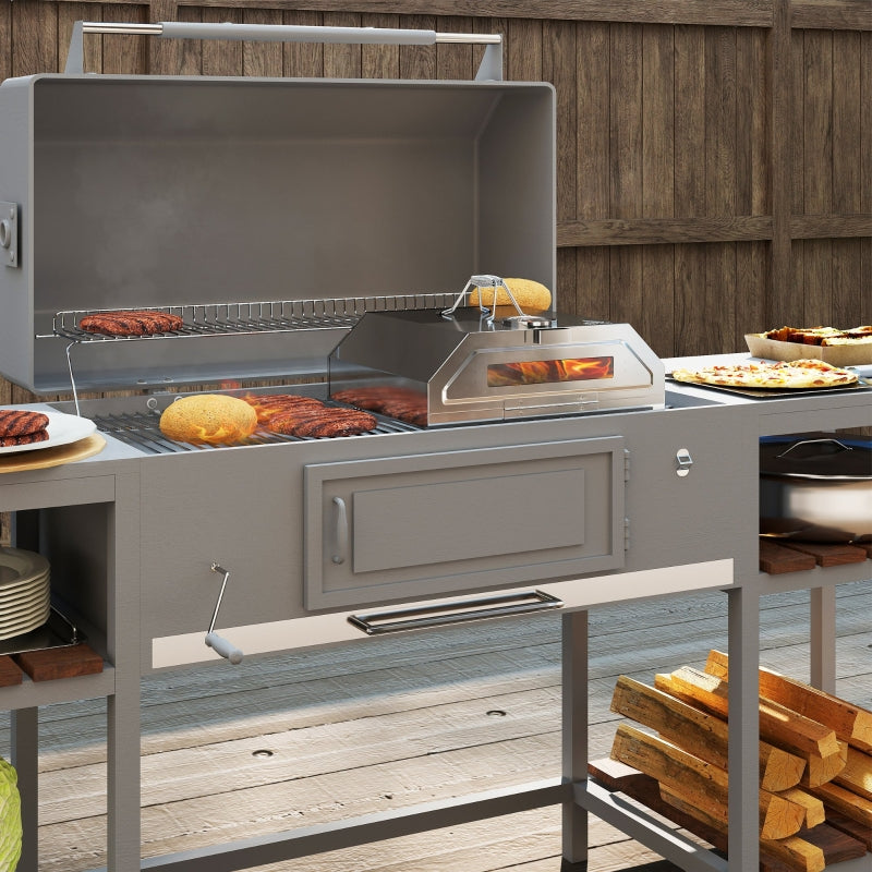 Portable Stainless Steel BBQ Grill Pizza Oven with Thermometer, Viewing Window, and Accessories