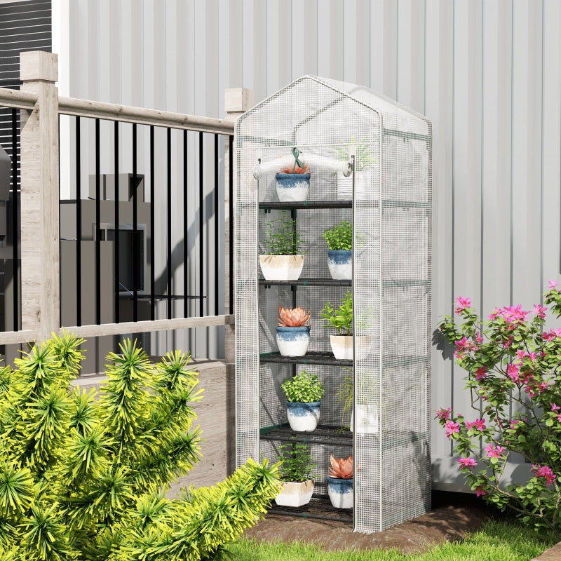 193cm White Five Shelf Mini Greenhouse - Indoor/Outdoor Plant Storage