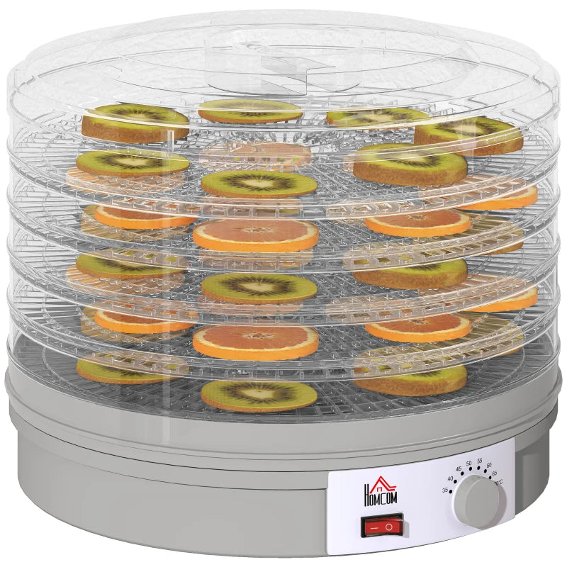 5-Tier Food Dehydrator 245W - Adjustable Temperature Control for Drying Fruits, Vegetables, Jerky & Pet Treats - Grey
