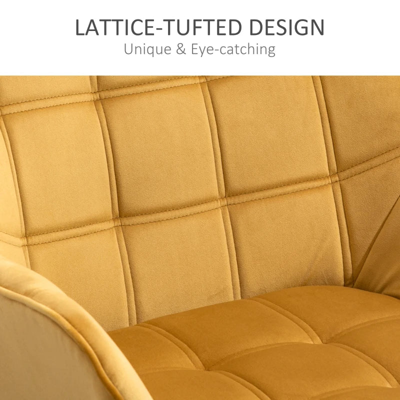 Stylish Accent Armchair Set with Wide Arms and Slanted Back for Bedroom or Living Room Seating in Yellow