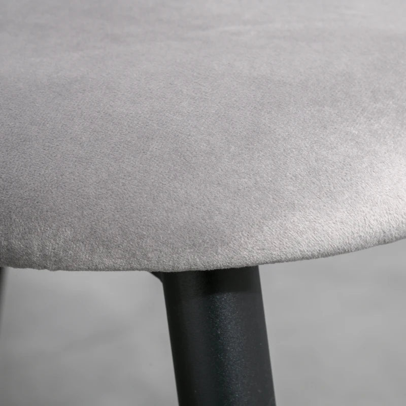 Modern Grey Dining Chairs Set of 2 - Upholstered Velvet Accent High Back Chairs with Metal Legs for Kitchen