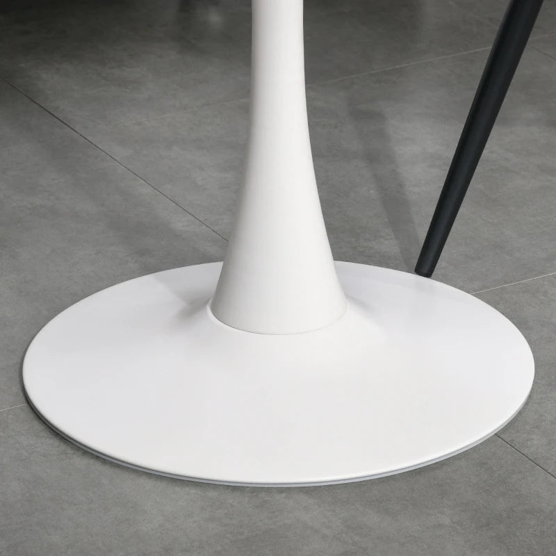 Modern Round Dining Table - White Bistro Table with Metal Base for Kitchen & Dining Room - Stylish Leisure Furniture