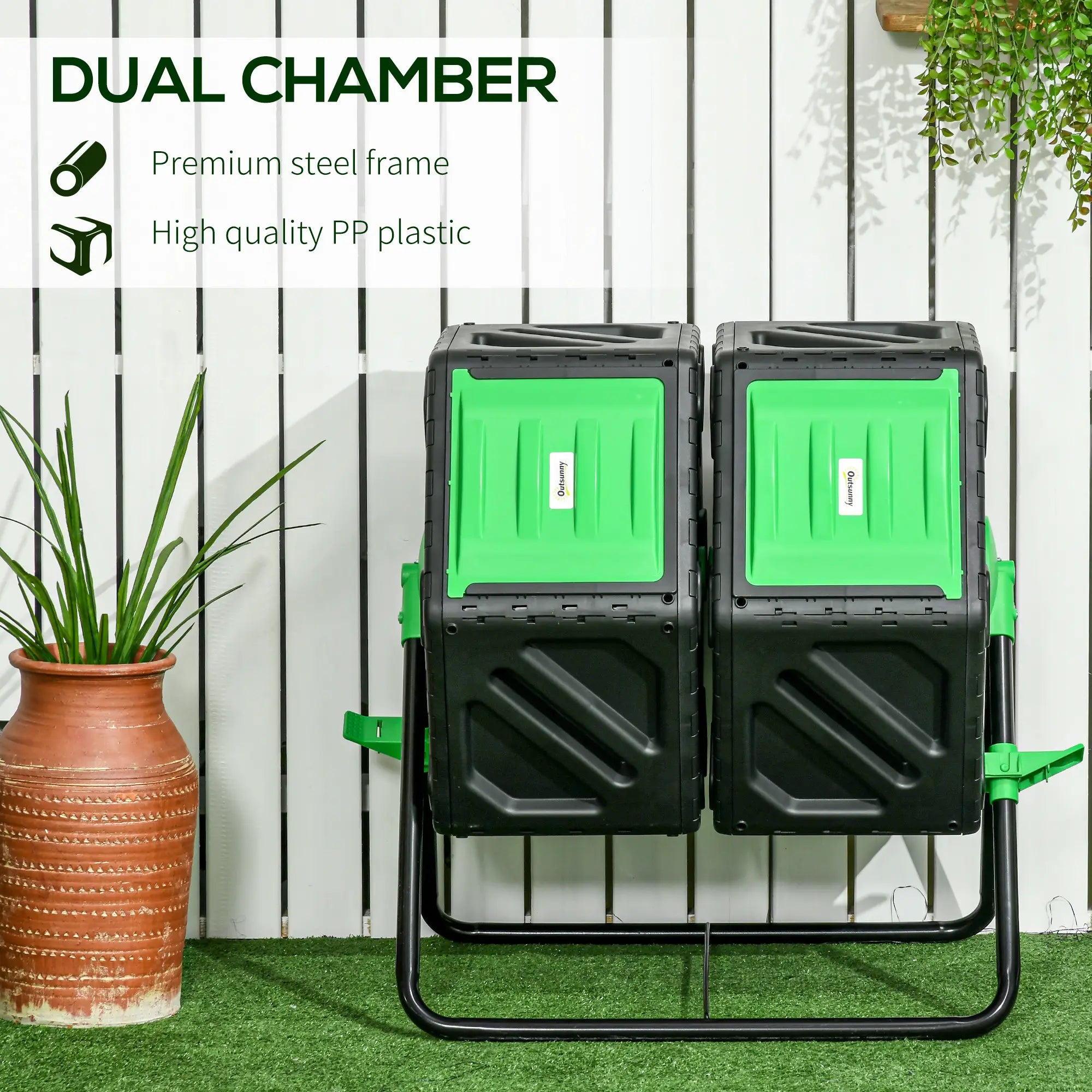 Black 130L Double Chamber Composter