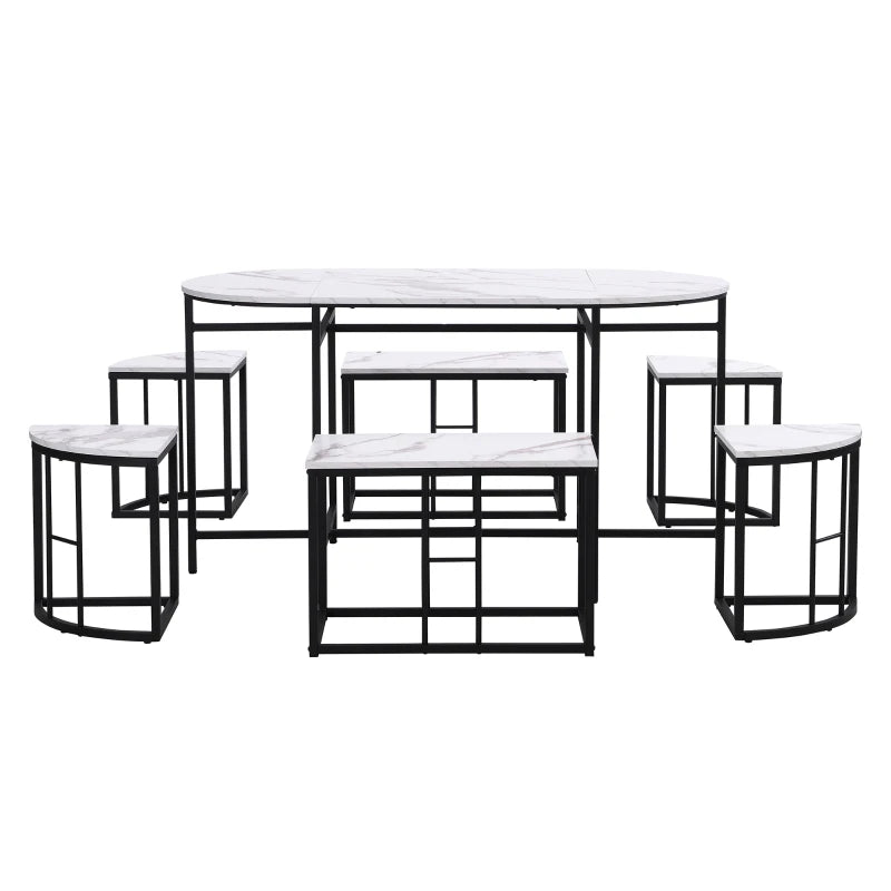 Modern Luxury 6-Seater Dining Table Set with Cushioned Chairs, Gold-Plated Iron Frames, Black MDF - Elegant Dining Room Furniture