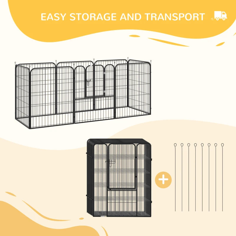 8 Panels Heavy Duty Puppy Playpen for Large & Medium Dogs - Indoor/Outdoor Use, Black Pet Play Yard