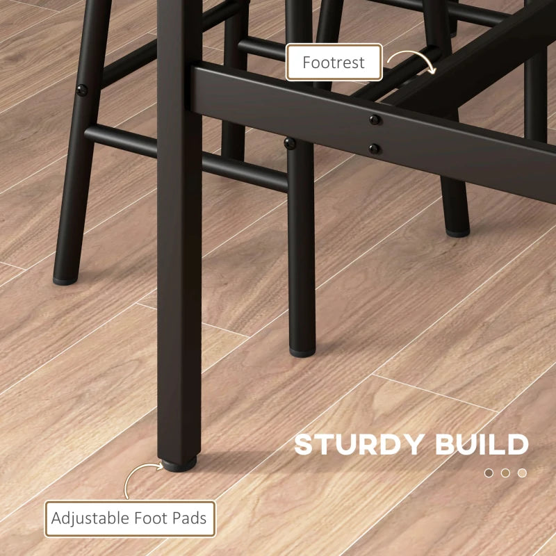 Industrial 3 Piece Bar Table Set with 2 Stools - Grey Dining Table and Chair Set for Home or Kitchen