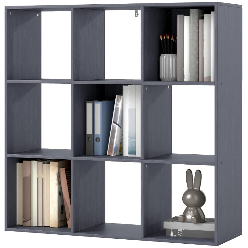 Stylish Nine-Cube Storage Shelf in Grey - Versatile Organizer for Home, Office, and Kids' Rooms - Perfect for Storage Solutions