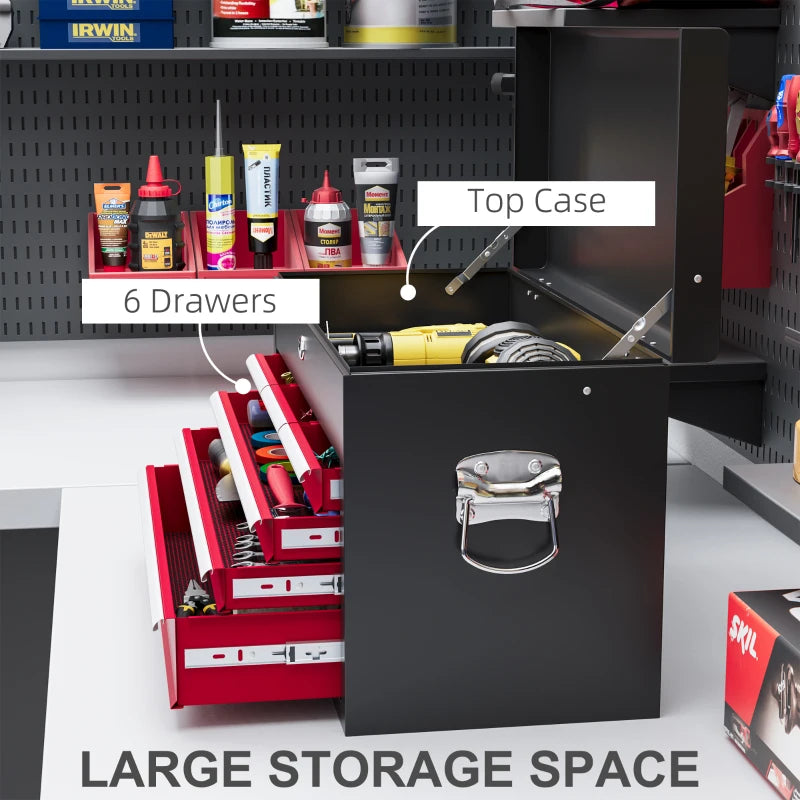 Six Drawer Tool Storage Chest in Red