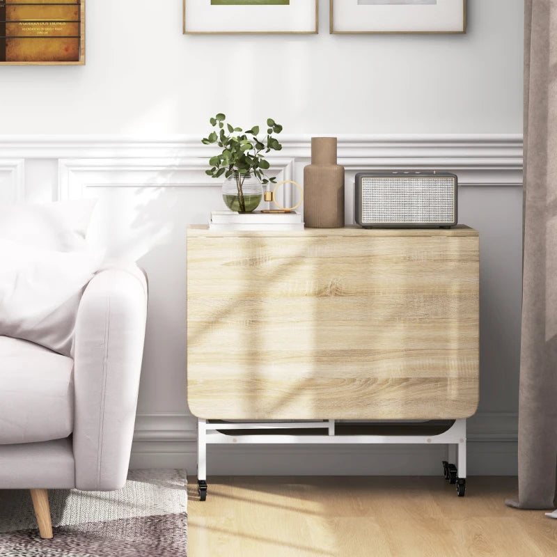 Unique Six-Person Drop Leaf Dining Table - Stylish Natural Wood & White Finish for Modern Dining Spaces