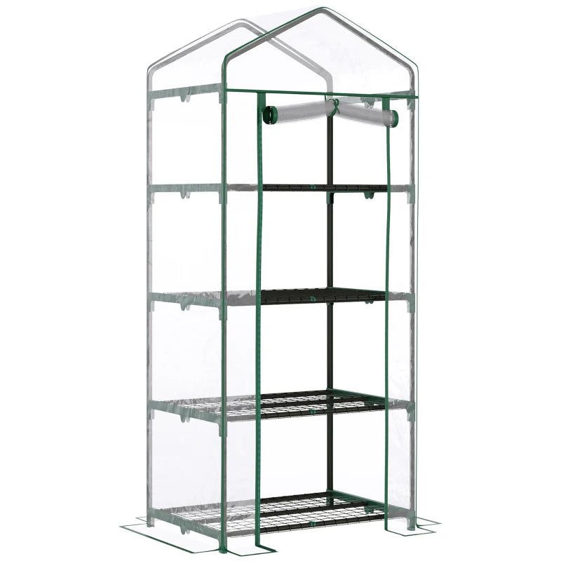 Compact Green 4-Tier Portable Plant Grow Shed 160x70x50cm