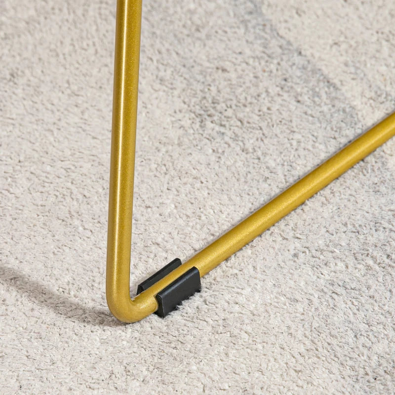 Luxurious Set of 2 Dining Chairs - Metal Wire Kitchen Chairs with Velvet Cushions, Cut-out Back & Gold Steel Frame