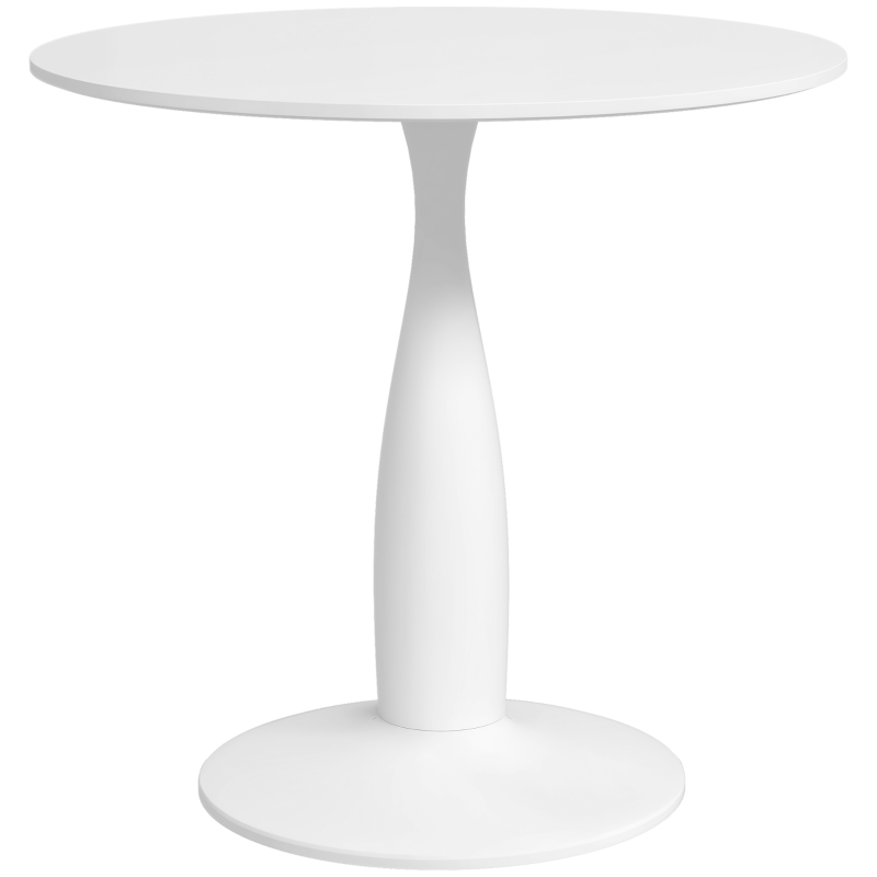 Modern Round Dining Table with Steel Base & Non-Slip Foot Pads - Space Saving Small Dining Room Table