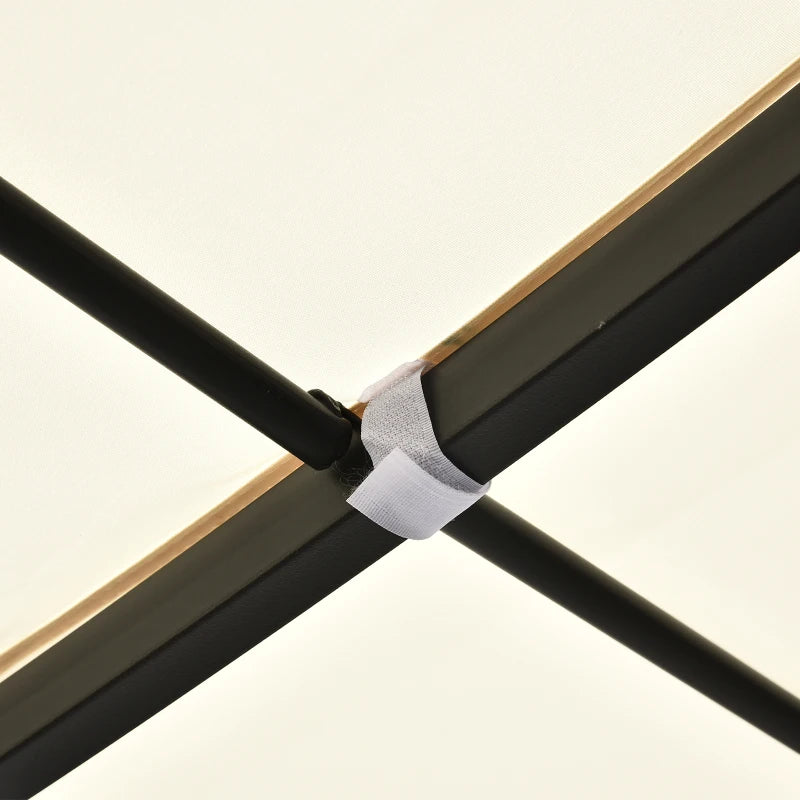 Cream Metal Wall Gazebo Canopy - 4x3m Garden Shelter