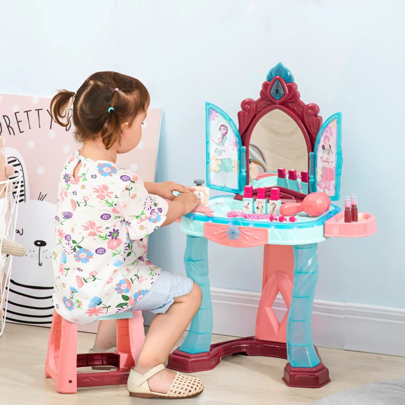 31 Piece Kids Dressing Playset with Magical Princess Mirror Light and Sound in Pink and Blue