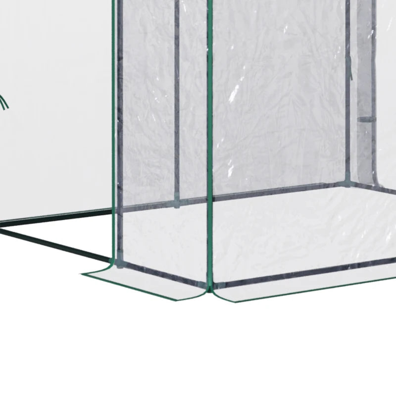 Green Walk-In Wall Tunnel Greenhouse with Zippered Door, Clear Cover - 143cm x 118cm x 212cm