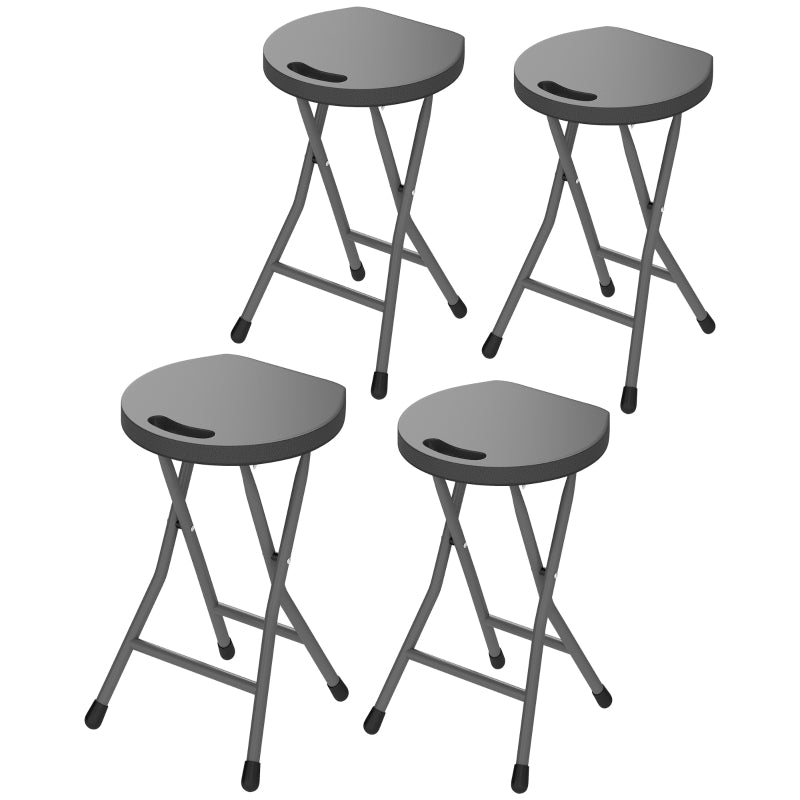 Set of Four Charcoal Grey Folding Carry Stools - Compact and Lightweight Design