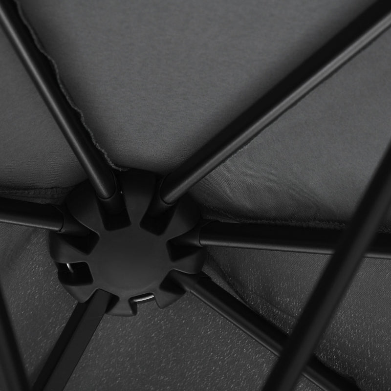 Black 2m Half Market Umbrella with Crank Handle and Base