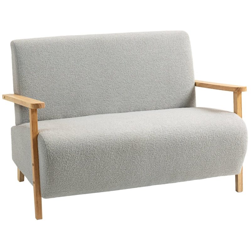 Light Grey Small Sherpa Fabric 2 Seater Sofa Settee for Compact Living Spaces