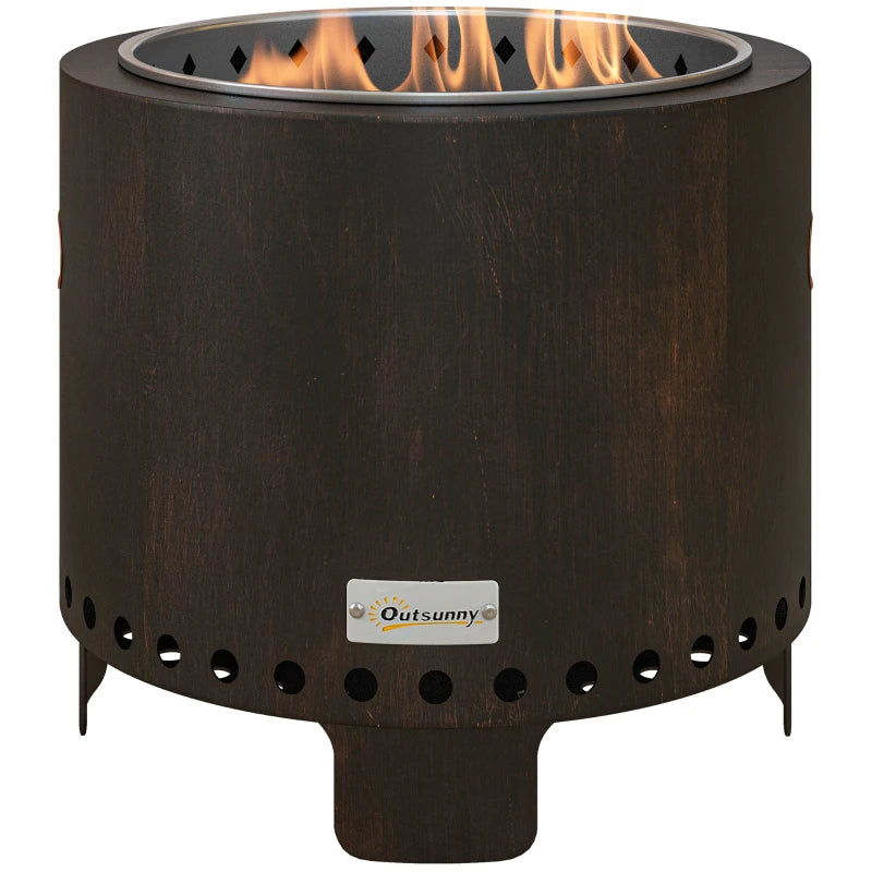 Metal Wood-Burning Smokeless Fire Pit - Stylish Black Outdoor Fire Pit for Backyard Gatherings and Cozy Evenings