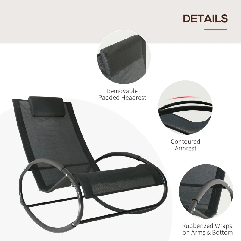 Black Rocking Sun Lounger with Pillow