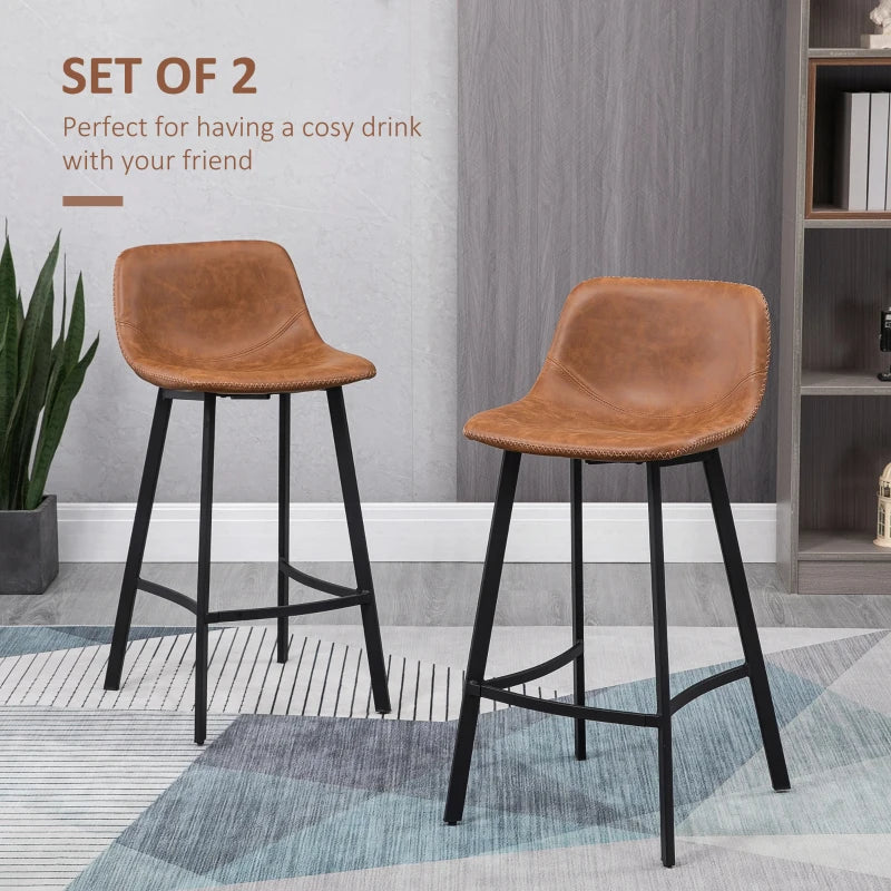 HOMCM Set of 2 Kitchen Stools - 97cm Height, Sturdy Brown Design for Dining & Bar Use