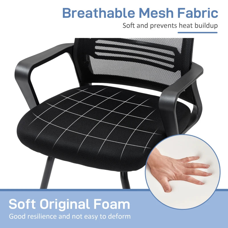 Ergonomic Padded Office Chair with Sled Base for Home Conference Room and Waiting Areas Black