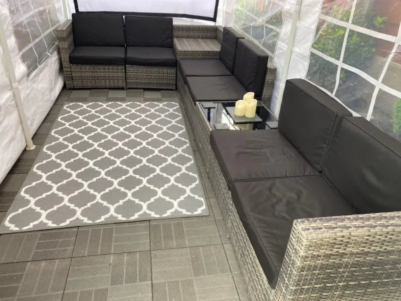 6-Seater Rattan Corner Sofa Set Set With Cushions