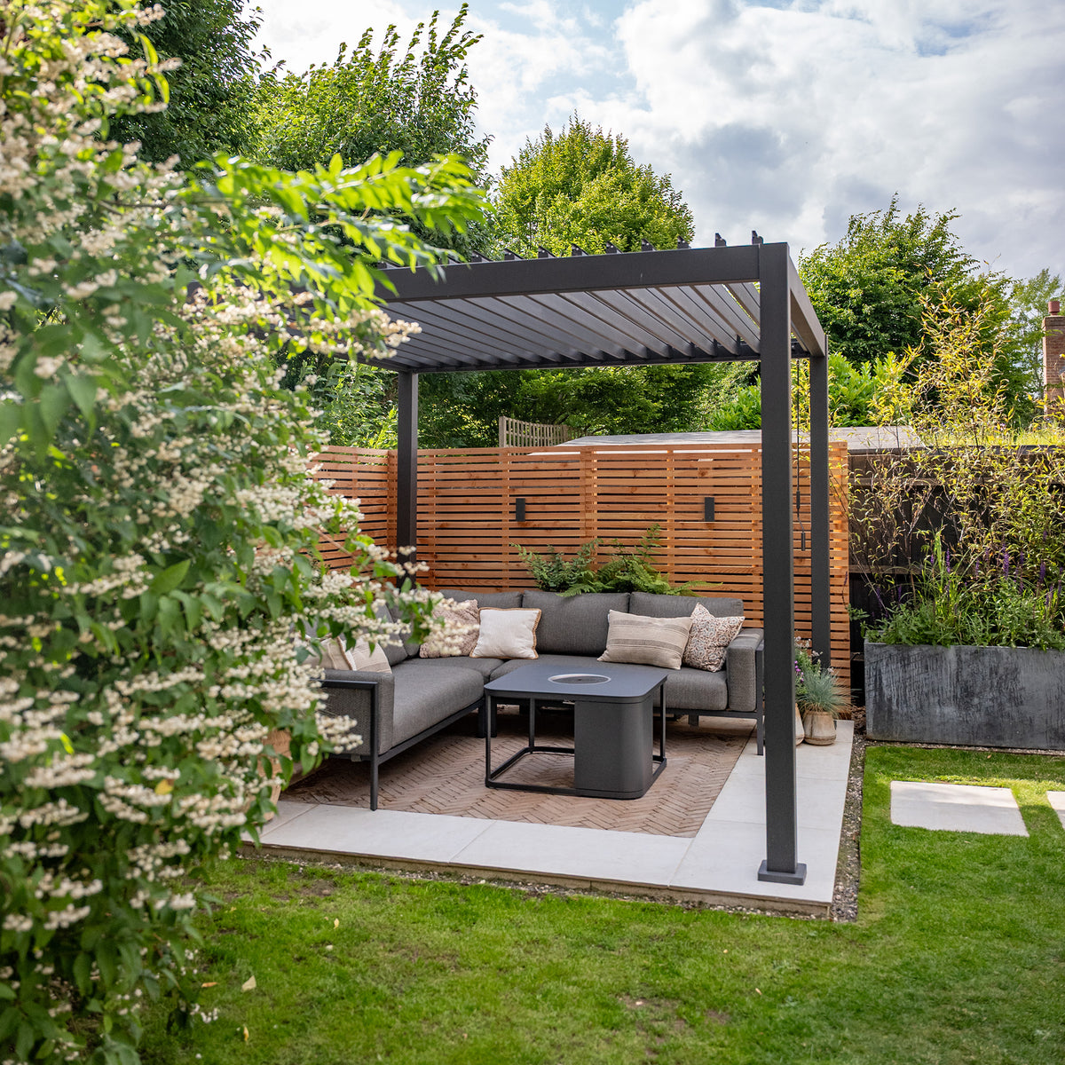 Larch Slatted Horizontal Fence Panels - Premium Timber Modern Garden Fencing