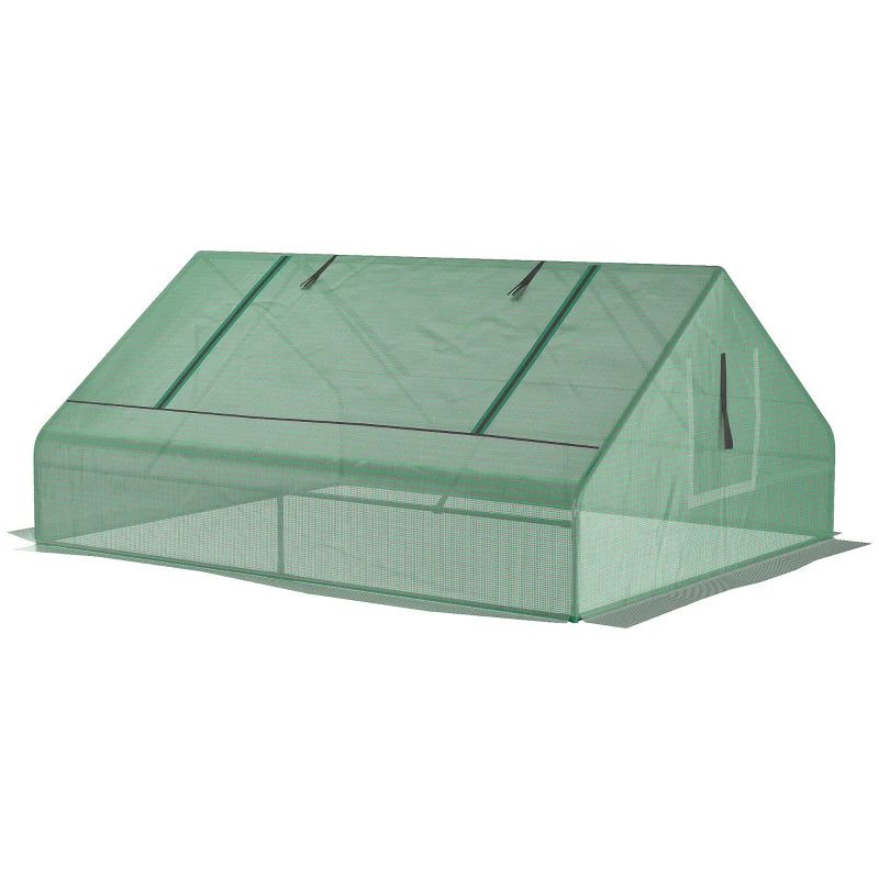 Dark Green Portable Mini Garden Greenhouse with Zipped Windows, 180x140x80cm