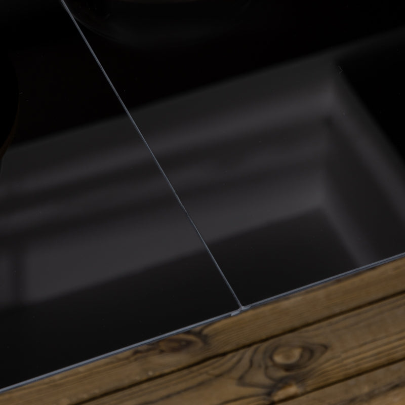 Black 6-Seater Outdoor Aluminium Dining Table with Glass Top