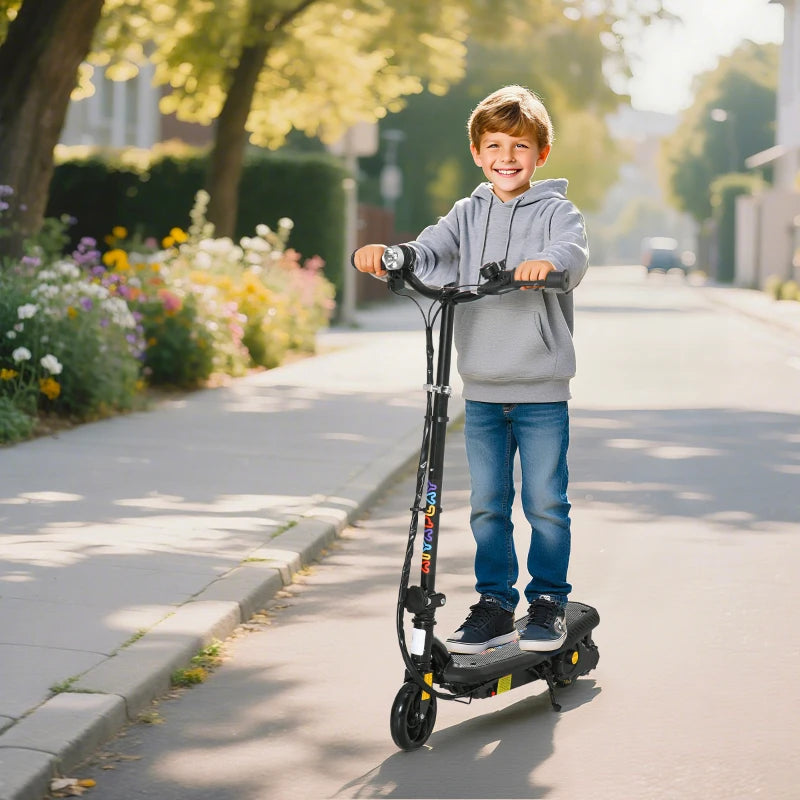 Foldable Electric Scooter for Kids 7-14 Years - Black with LED Headlights - Lightweight & Portable