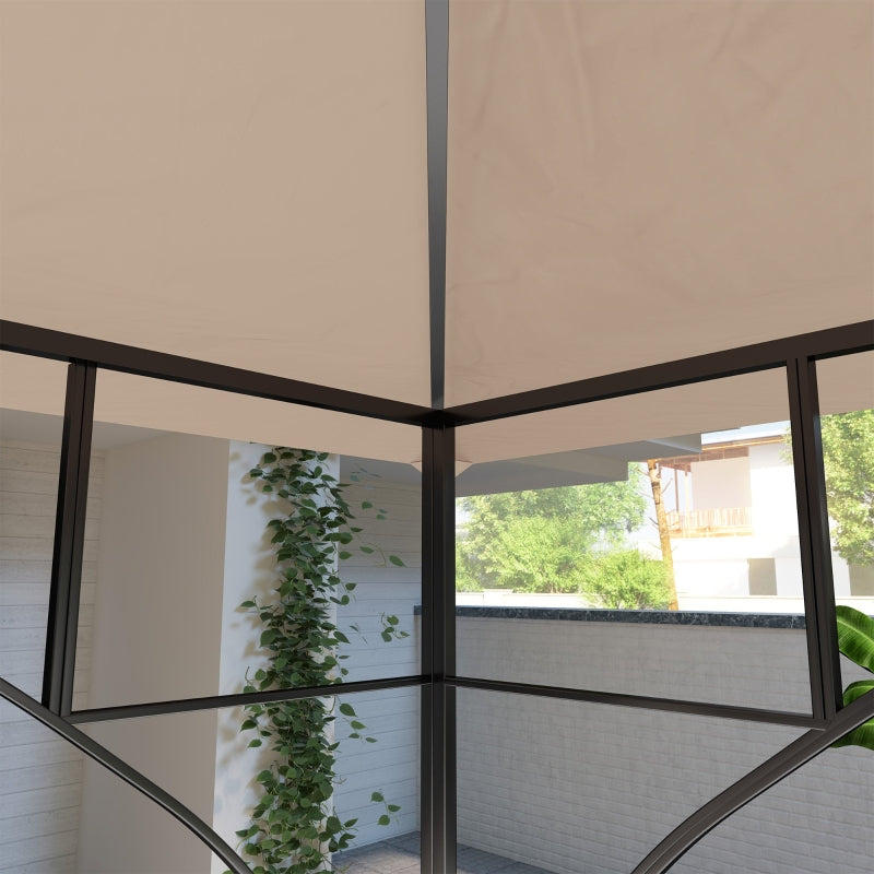 3x3m Khaki Replacement Gazebo Canopy - Double Tier Roof Top for Garden, Patio, Outdoor Use (Top Only)