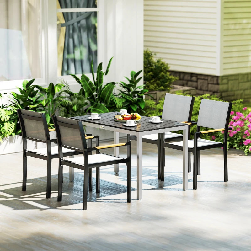 Outdoor Dining Table for 4-6, 120x70 cm, Rust-Resistant Aluminium, Easy Maintenance, Black