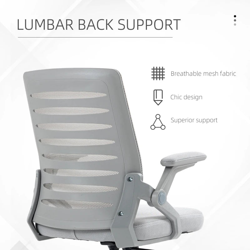 Vinsetto Adjustable Height Work Chair 44-53.5cm, Ergonomic Mesh Back Office Chair, Grey - Perfect for Home & Office