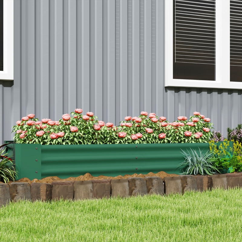 180 x 90cm Galvanised Steel Open Planter - Green Garden Planter for Outdoor Use