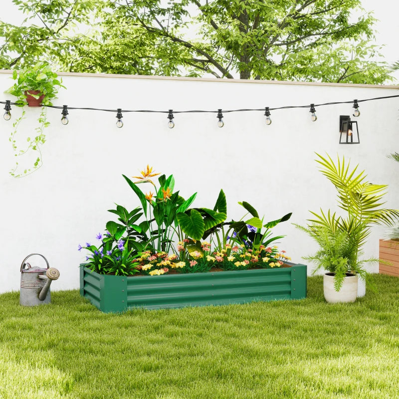 180 x 90cm Galvanised Steel Open Planter - Green Garden Planter for Outdoor Use