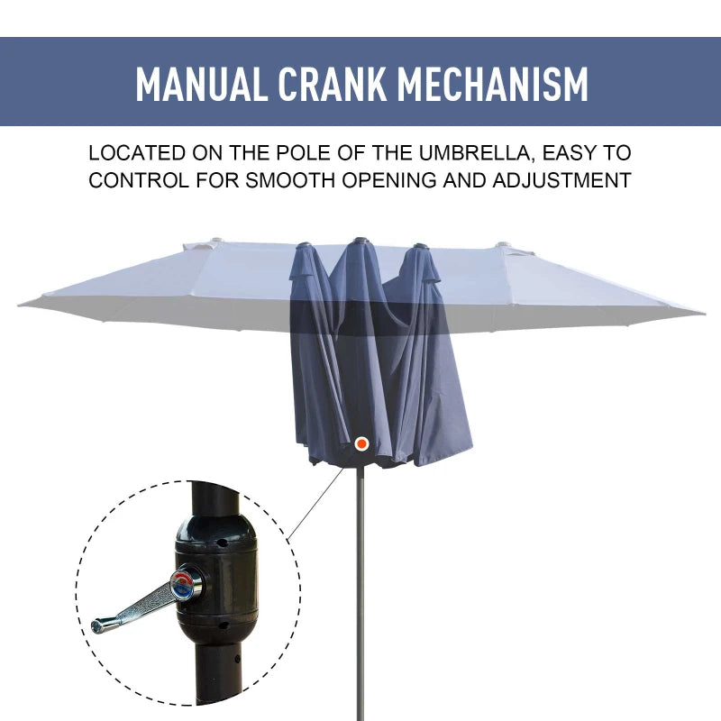 Blue Double-Sided Patio Umbrella - 2.7m Diameter