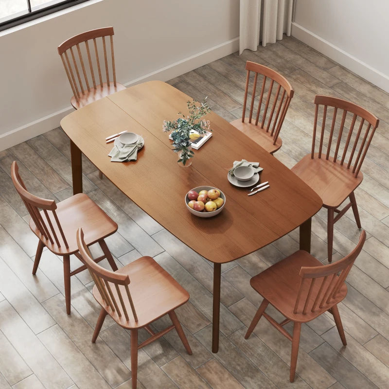 Light Brown Pine Wood Rectangular Dining Table - Modern Design, Durable, Perfect for Family Gatherings and Dining Rooms