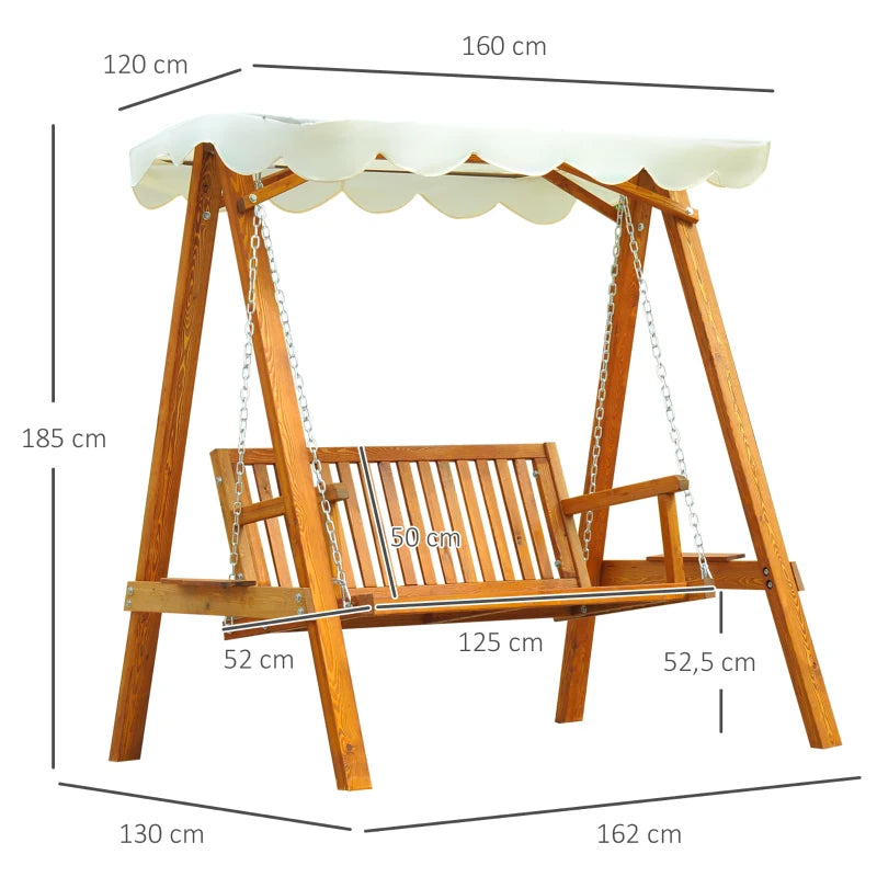 Cream White 2-Seater Wooden Garden Swing Hammock