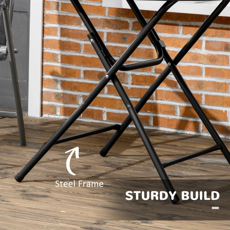 Dark Grey Foldable Round Outdoor Dining Table for 4, 80 x 80 x 73 cm