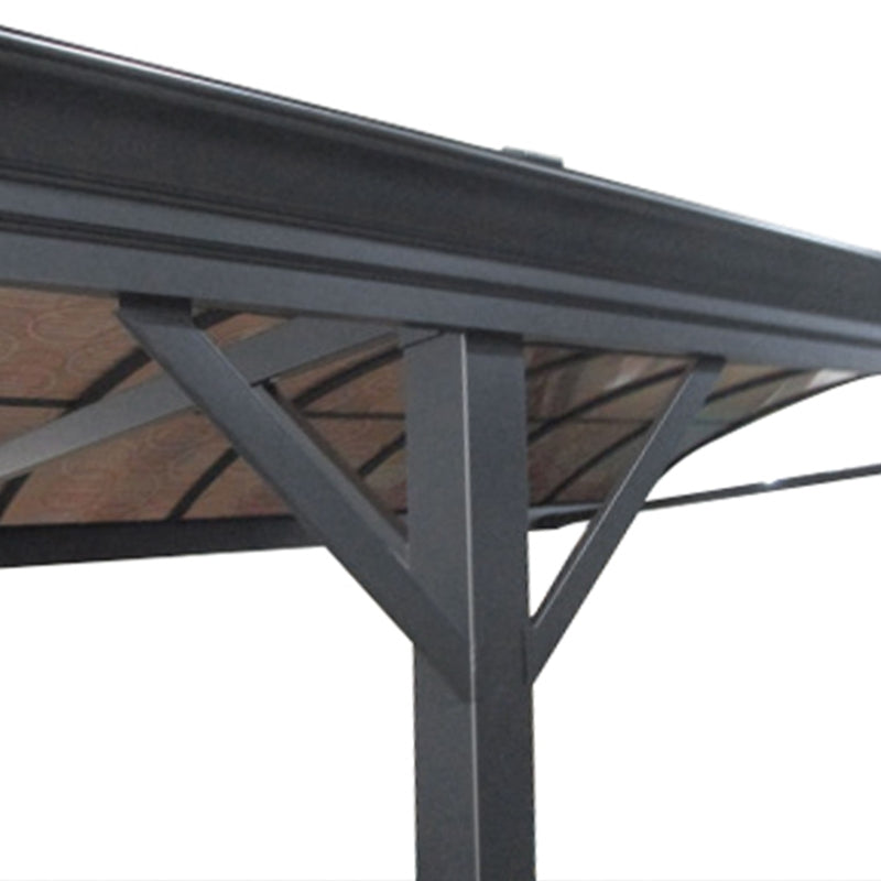 5m x 3m Hardtop Gazebo Aluminium Pavilion Carport With Brown Polycarbonate Roof